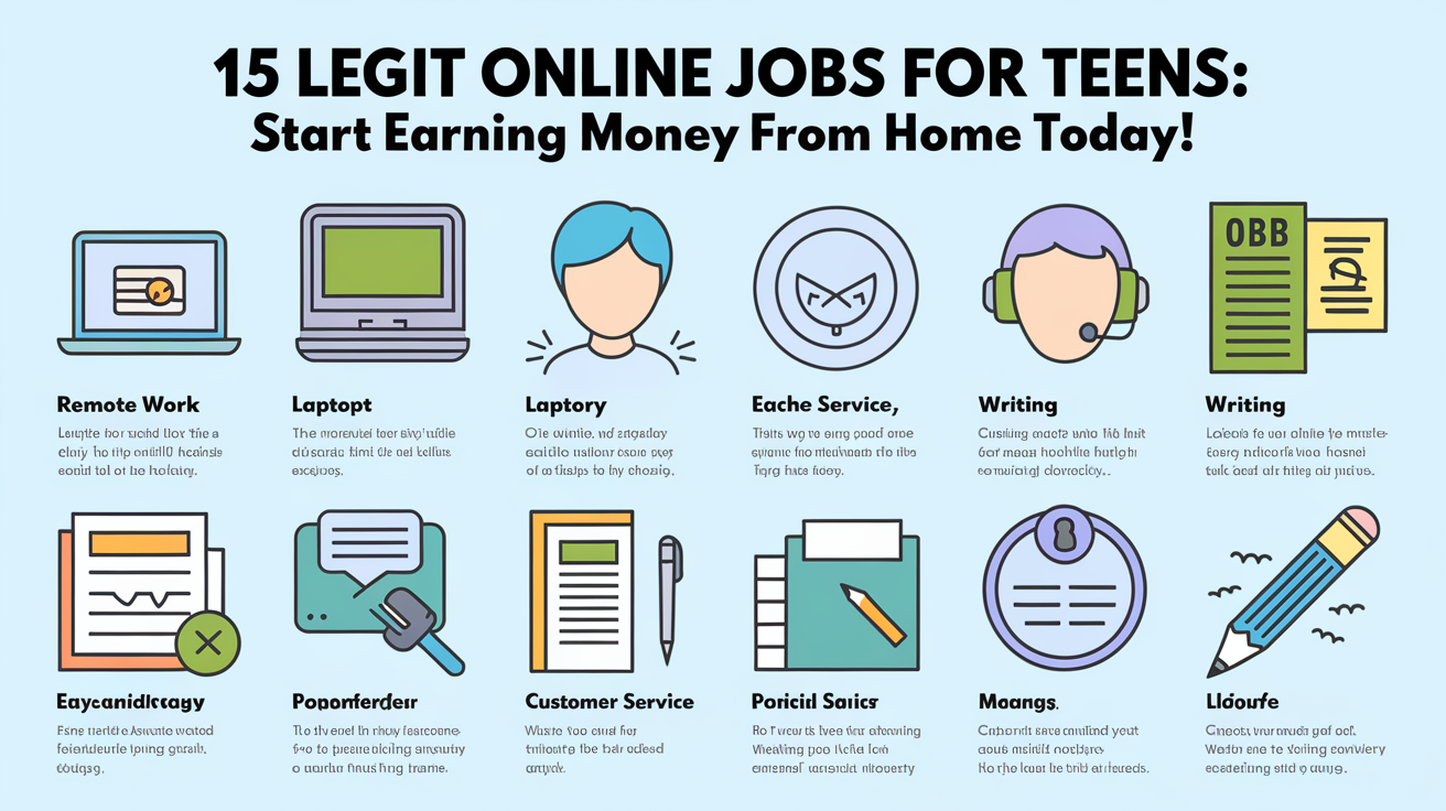 “15 Legit Online Jobs for Teens: Start Earning Money from Home Today!”