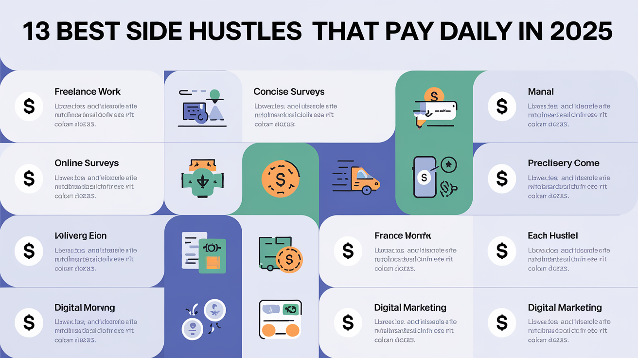 “13 Best Side Hustles That Pay Daily in 2025 – Make Money Fast & Cash Out Instantly!”